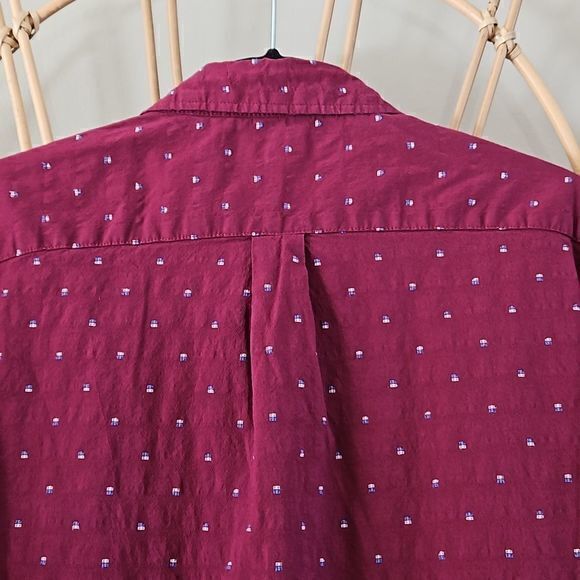 Old Navy Men's Slim Fit Red Everyday Shirt Long Sleeve Button Down Sz L‎ - Picture 6 of 10